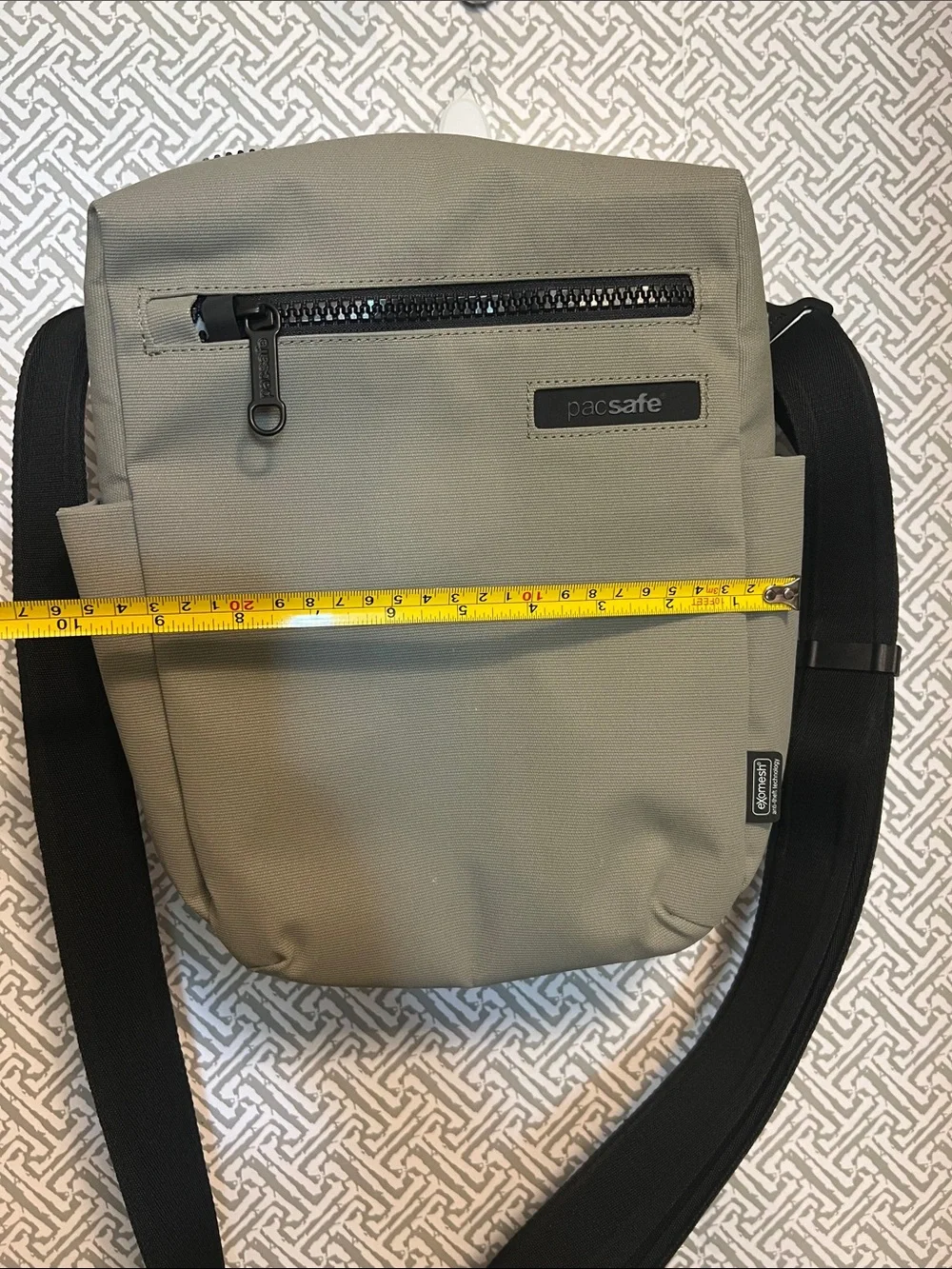 Pacsafe Taupe Instasafe Z200 Messenger Crossbody Bag with Black Strap